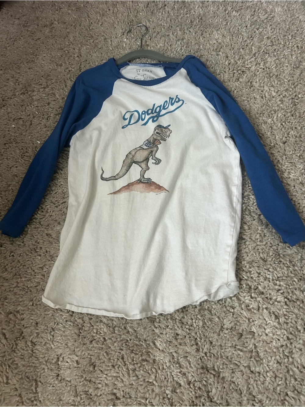 Kids Dodgers Baseball Tee - White & Blue